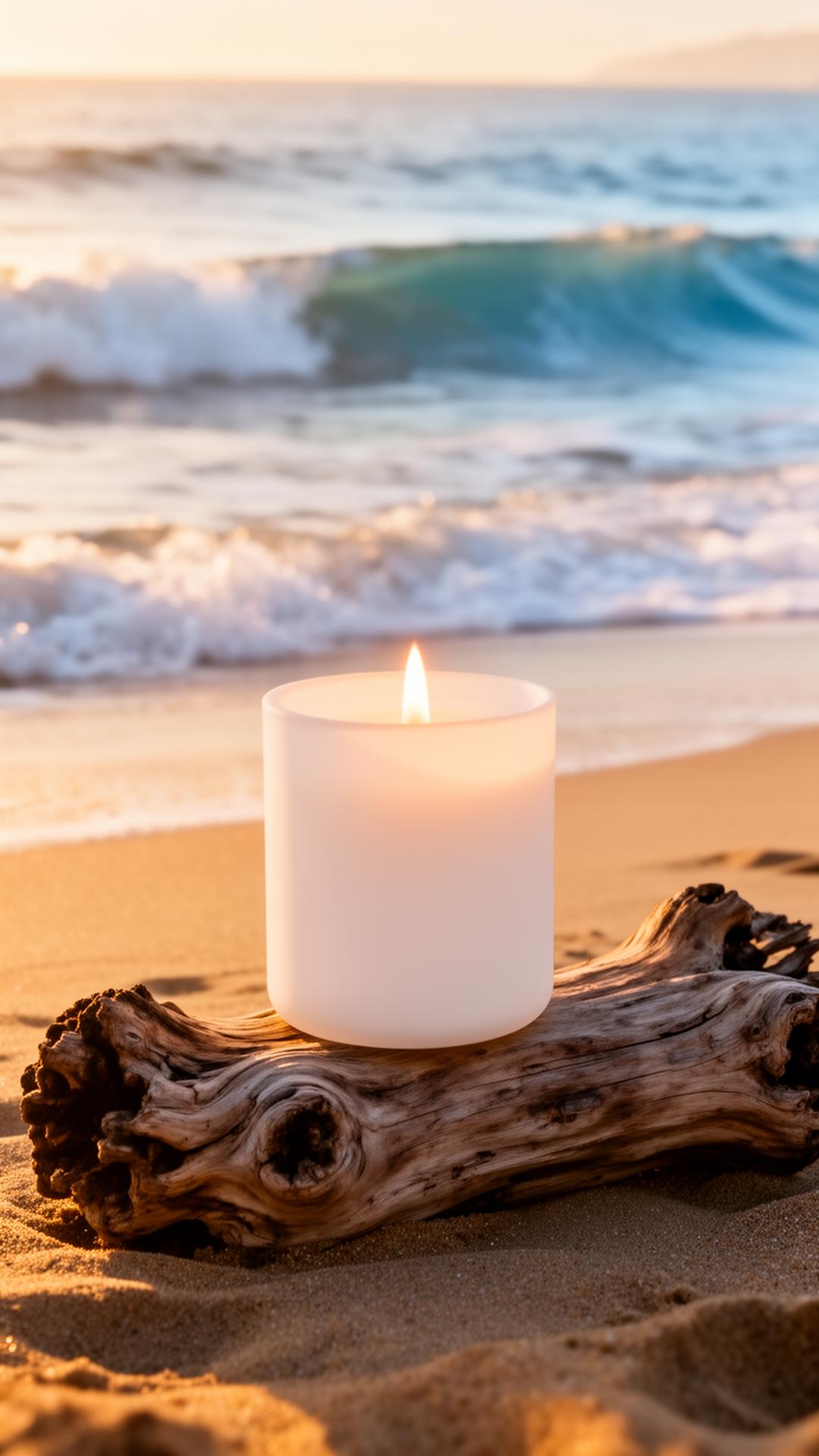 Candle on the beach